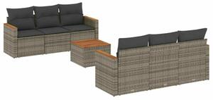 VidaXL Polyrattan Kerti Ülőgarnitúra - 7 részes - Szürke