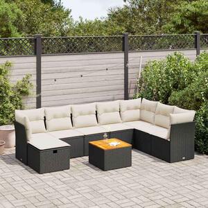 VidaXL Polyrattan Kerti Ülőgarnitúra - 9 részes - Fekete