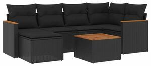 VidaXL Polyrattan Kerti Ülőgarnitúra - 7 részes - Fekete