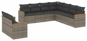 VidaXL Polyrattan Kerti Ülőgarnitúra - 9 részes - Szürke