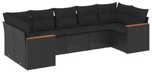 VidaXL Polyrattan Kerti Ülőgarnitúra - 7 részes - Fekete