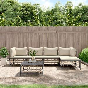 VidaXL 6-részes antracitszürke polyrattan kerti ülőgarnitúra párnákkal