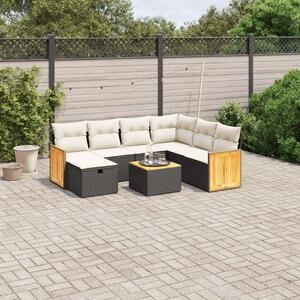 VidaXL Polyrattan Kerti Ülőgarnitúra - 8 részes - Fekete