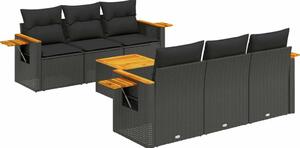 VidaXL 7 részes Kerti Ülőgarnitúra - Fekete Polyrattan