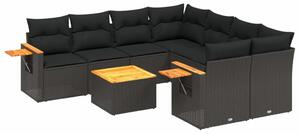 VidaXL Polyrattan Kerti Ülőgarnitúra - 9 részes - Fekete