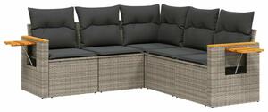 VidaXL 5 részes szürke polyrattan kerti ülőgarnitúra párnákkal