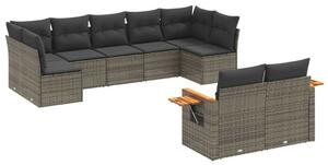 VidaXL Polyrattan Kerti Ülőgarnitúra - 9 részes - Szürke