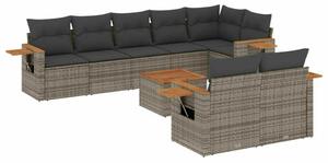 VidaXL Polyrattan Kerti Ülőgarnitúra - 9 részes - Szürke