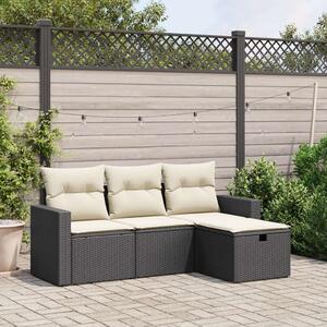 VidaXL Polyrattan Kerti Ülőgarnitúra - 4 részes - Fekete