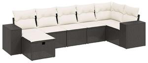VidaXL Polyrattan Kerti Ülőgarnitúra - 7 részes - Fekete