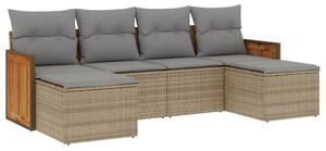 VidaXL Polyrattan Kerti Ülőgarnitúra - 6 részes - Bézs