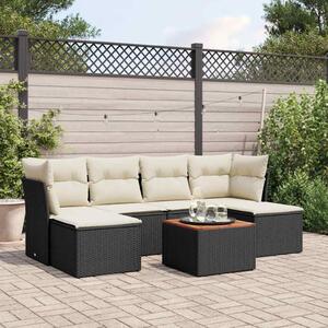 VidaXL Polyrattan Kerti Ülőgarnitúra - 7 részes - Fekete