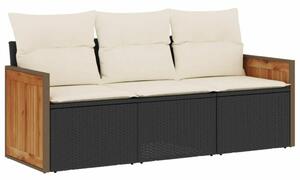 VidaXL 3 részes Kerti Ülőgarnitúra - Fekete Polyrattan