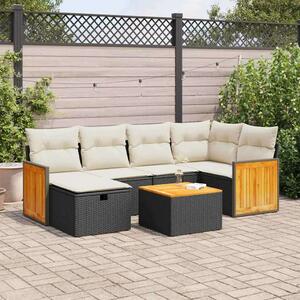 VidaXL Polyrattan Kerti Ülőgarnitúra - 7 részes - Fekete