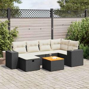 VidaXL Polyrattan Kerti Ülőgarnitúra - 7 részes, Fekete