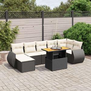 VidaXL Polyrattan Kerti Ülőgarnitúra - 8 részes - Fekete