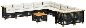 VidaXL Polyrattan Kerti Ülőgarnitúra - 11 részes - Fekete