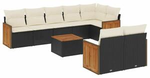 VidaXL 9 részes Kerti Ülőgarnitúra - Polyrattan - Fekete