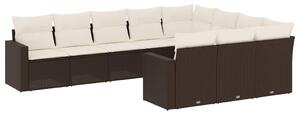 VidaXL 10 részes barna polyrattan kerti ülőgarnitúra párnákkal