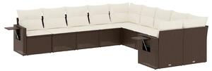 VidaXL 10 részes barna polyrattan kerti ülőgarnitúra párnákkal