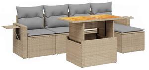 VidaXL Polyrattan Kerti Ülőgarnitúra - 6 részes - Bézs