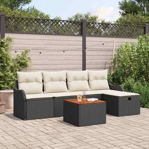 VidaXL Kerti Kanapé Szett párnával tárolóval 6 pcs Fekete Poli rattan