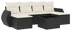 VidaXL Polyrattan Kerti Ülőgarnitúra - 7 részes - Fekete