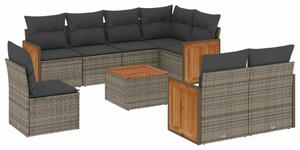 Polyrattan Kerti Ülőgarnitúra - 9 részes - Szürke