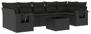 VidaXL Kerti Ülőgarnitúra - 8 részes - Fekete Polyrattan
