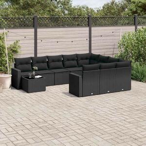 VidaXL Polyrattan Kerti Ülőgarnitúra - 11 részes - Fekete