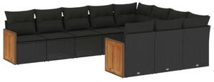 VidaXL Polyrattan Kerti Ülőgarnitúra - 10 részes - Fekete