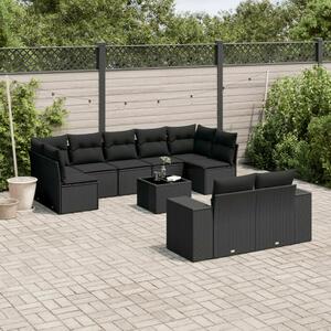 VidaXL Polyrattan Kerti Ülőgarnitúra - 10 részes - Fekete