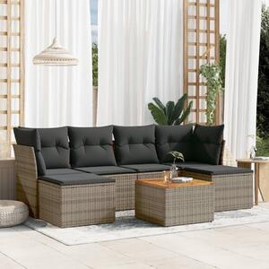 VidaXL 7 részes szürke polyrattan kerti ülőgarnitúra párnákkal
