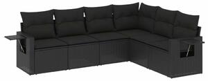 Polyrattan Kerti Ülőgarnitúra - 6 személyes - Fekete