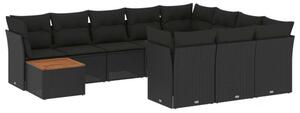 VidaXL Polyrattan Kerti Ülőgarnitúra - 11 részes - Fekete