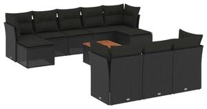 VidaXL Polyrattan Kerti Ülőgarnitúra - 11 részes - Fekete
