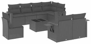 VidaXL Polyrattan Kerti Ülőgarnitúra - 9 részes - Fekete