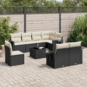 VidaXL Polyrattan Kerti Ülőgarnitúra - 9 részes, Fekete