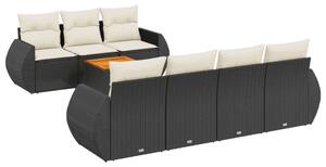 VidaXL Polyrattan Kerti Ülőgarnitúra - 8 részes - Fekete