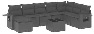 VidaXL 9 részes fekete polyrattan kerti ülőgarnitúra párnákkal