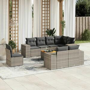 VidaXL Polyrattan Kerti Ülőgarnitúra - 9 részes - Szürke