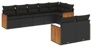 Polyrattan Kerti Ülőgarnitúra - 8 részes - Fekete