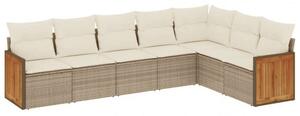 VidaXL Polyrattan Kerti Ülőgarnitúra - 7 részes - Bézs