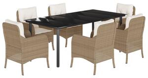 VidaXL Polyrattan Kerti Étkezőgarnitúra - 7 részes - Bézs