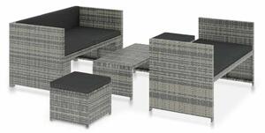 Polyrattan Kerti Ülőgarnitúra - Szürke - 5 részes