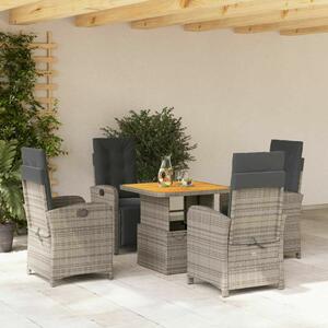 VidaXL Polyrattan Kerti Étkezőgarnitúra - 5 részes - Szürke