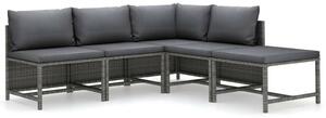 VidaXL Polyrattan Kerti Ülőgarnitúra - 5 részes - Szürke