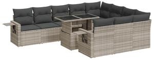 VidaXL Polyrattan Kerti Ülőgarnitúra - 11 részes - Világosszürke
