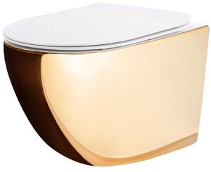 Függesztett WC-csésze rea Carlo Flat Mini Gold/White
