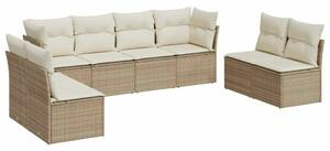 Polyrattan Kerti Ülőgarnitúra - 8 részes - Bézs
